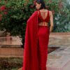 red traditional saree