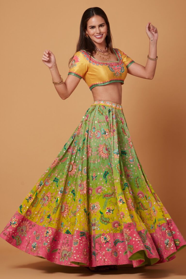 yellow blouse combo lehenga
