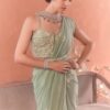 sky green embroidery organza saree