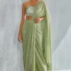 green sequin blouse saree