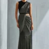 forest green net saree