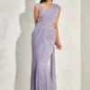 lavender net design saree