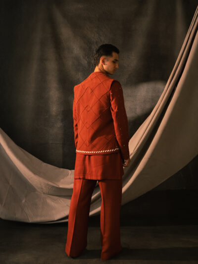 red jacket kurta