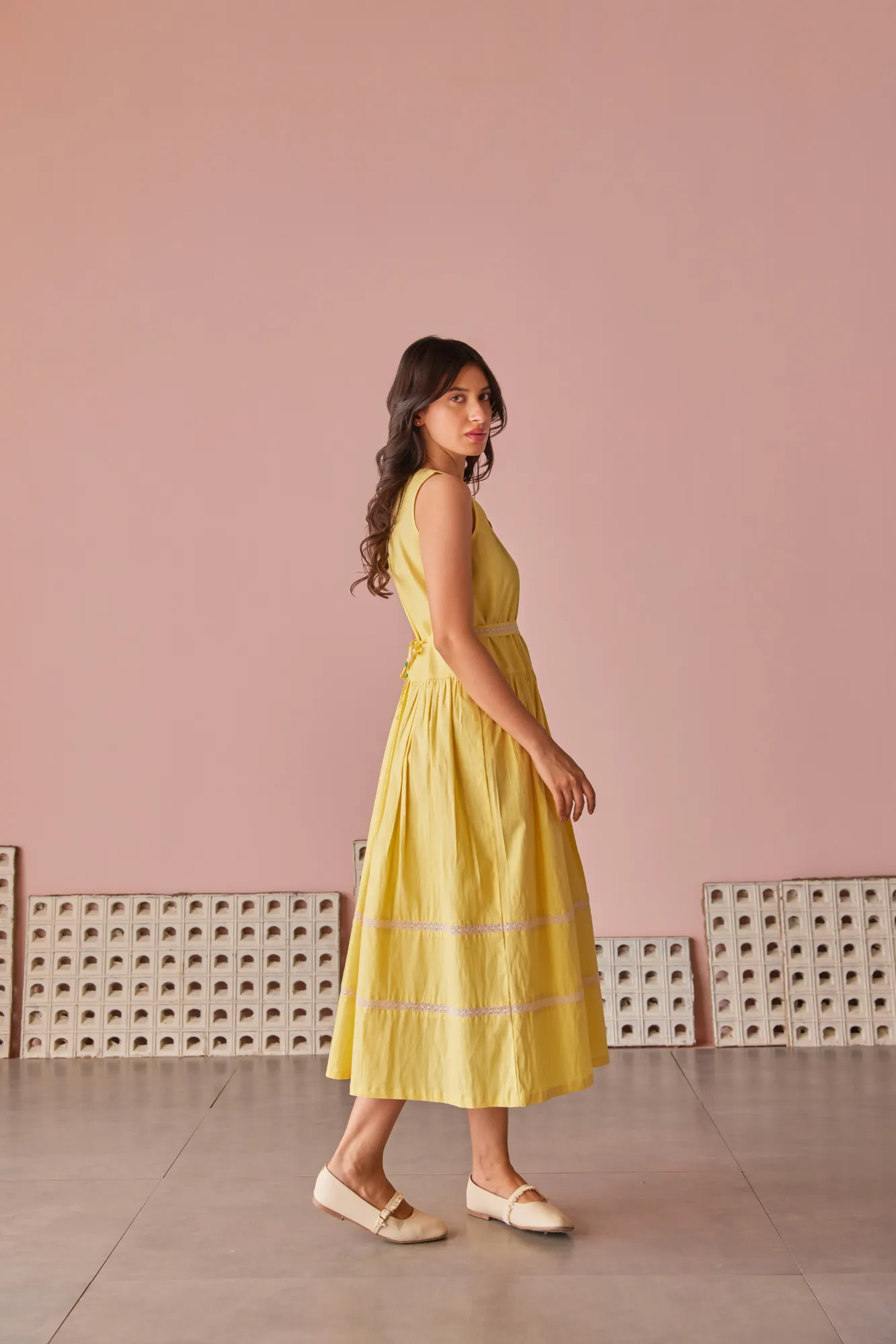 Golden Aura Sleeveless Midi Dress - Image 5