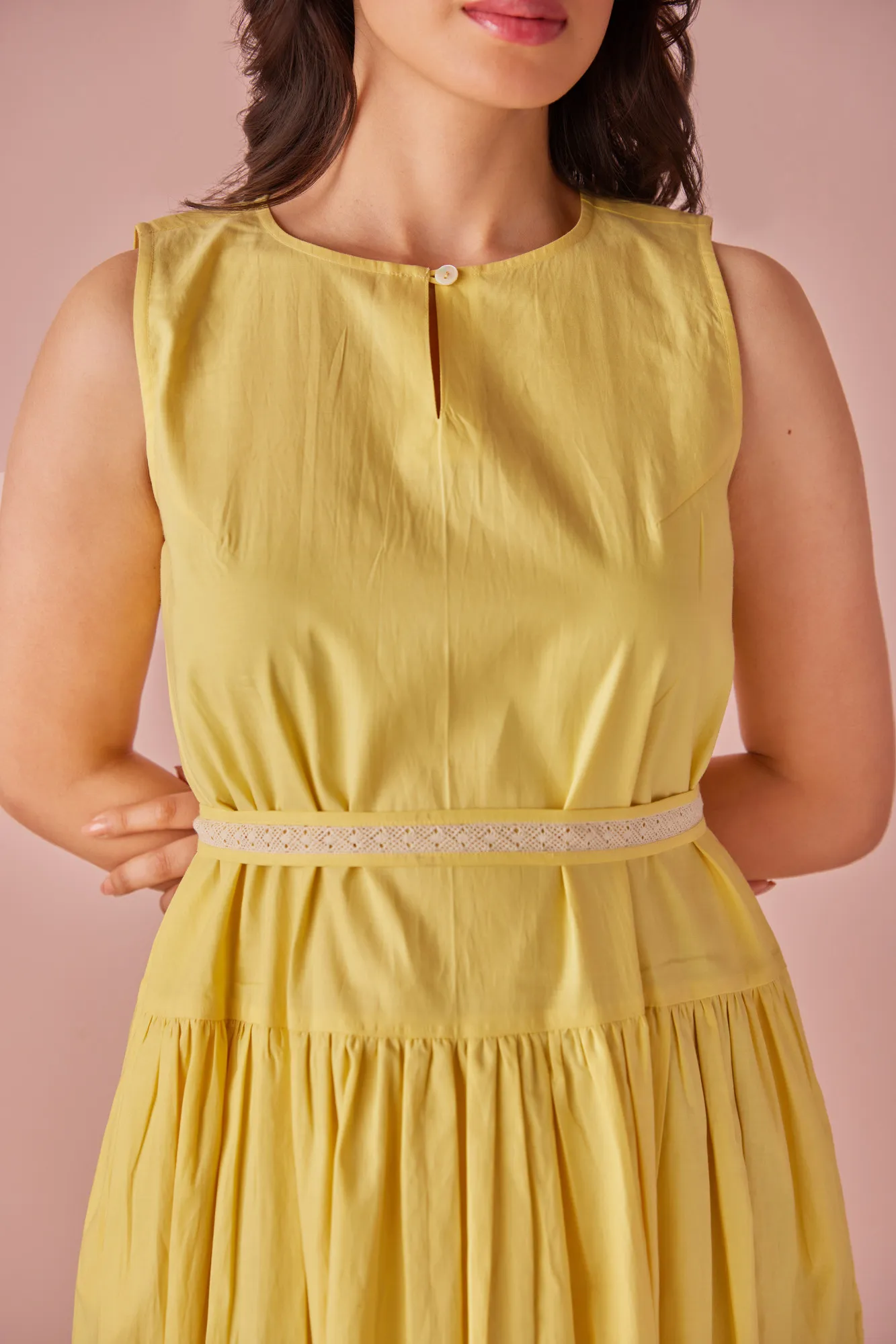 Golden Aura Sleeveless Midi Dress - Image 9