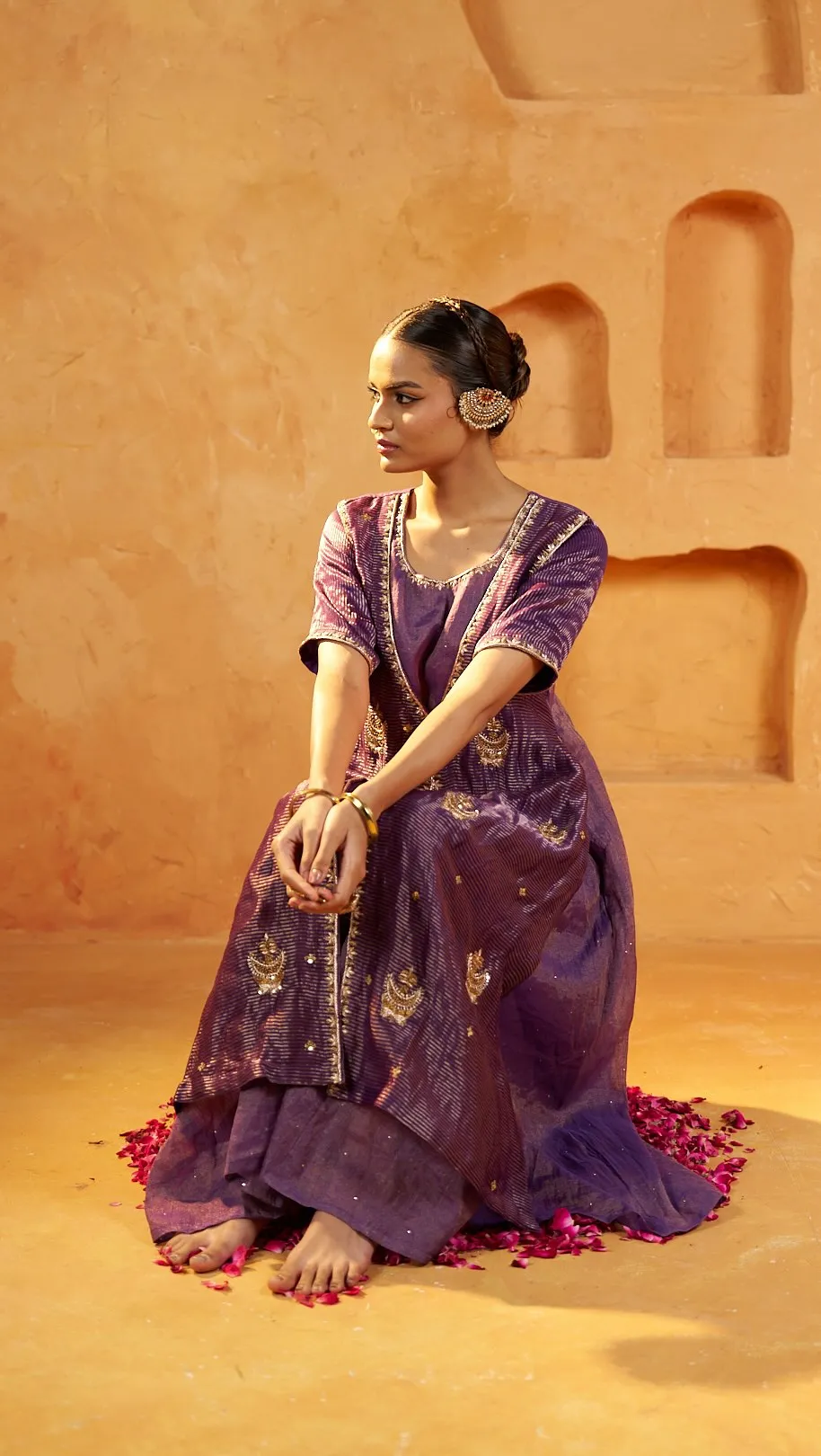 Royal Plum Embroidered Layered Kurta Dress - Image 2