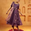 Royal Plum Embroidered Layered Kurta Dress