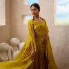 Mustard Drape Co-ord Set with Cape