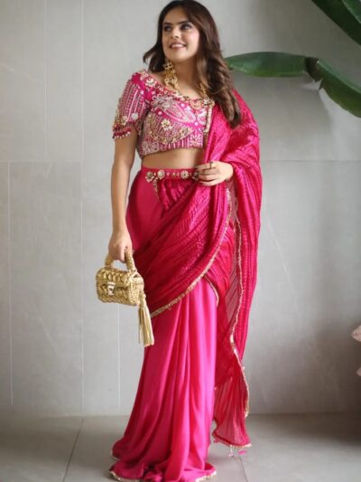 Rani Royale Drape Saree with Embellished Blouse