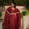 Crimson Drape Co-ord Set with Cape