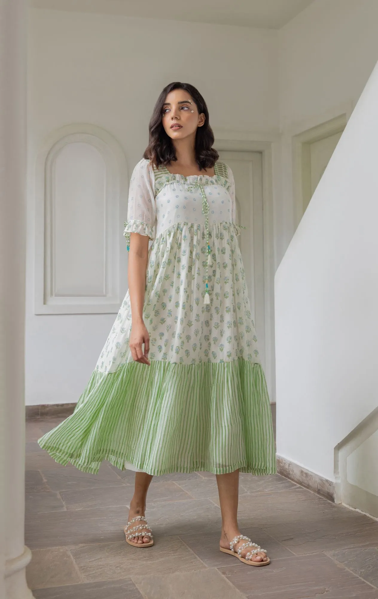Mint Meadow Tiered Midi Dress - Image 3