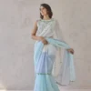 Powder Blue Ombre Saree Set
