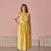 Golden Aura Sleeveless Midi Dress