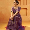 Royal Plum Embroidered Layered Kurta Dress
