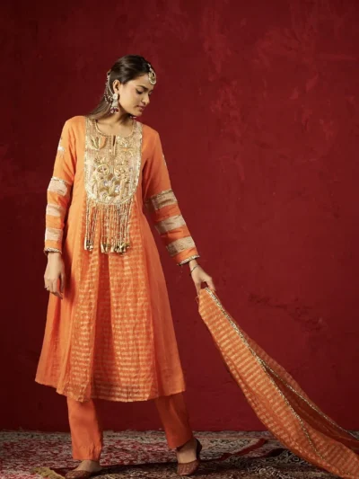 orange kurta set sg-kdp-02