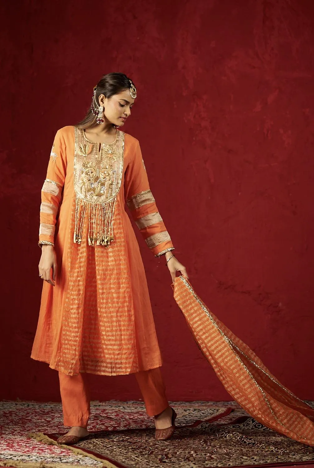 orange kurta set sg-kdp-02