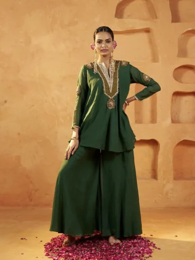 green kurta set