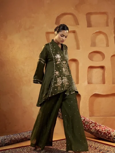 green kurta set