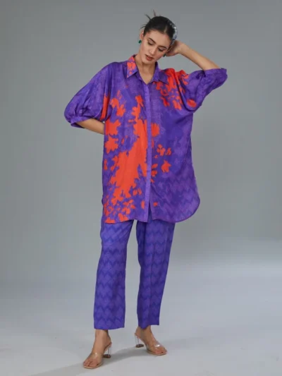 Violet Splash Printed Co-Ord Set