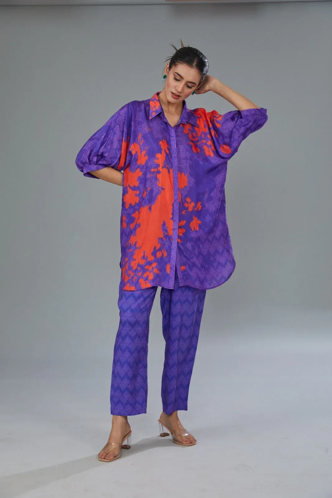 Violet Splash Printed Co-Ord Set