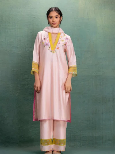 Blush Zaria Embroidered Kurta Set with Dupatta