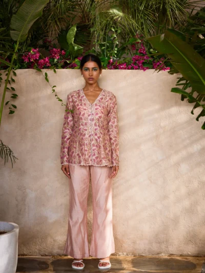 Blush Embroidered Kurta Set with Straight Pants