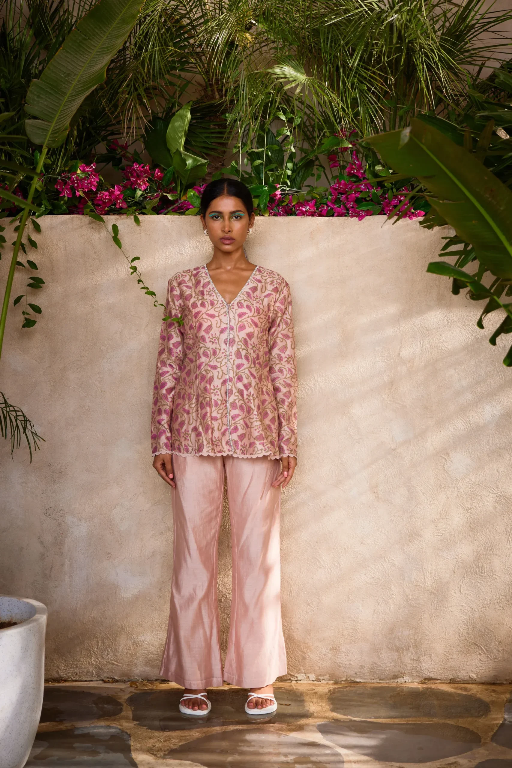 Blush Embroidered Kurta Set with Straight Pants