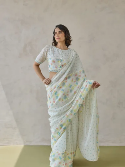 Pastel Garden Printed Saree Set