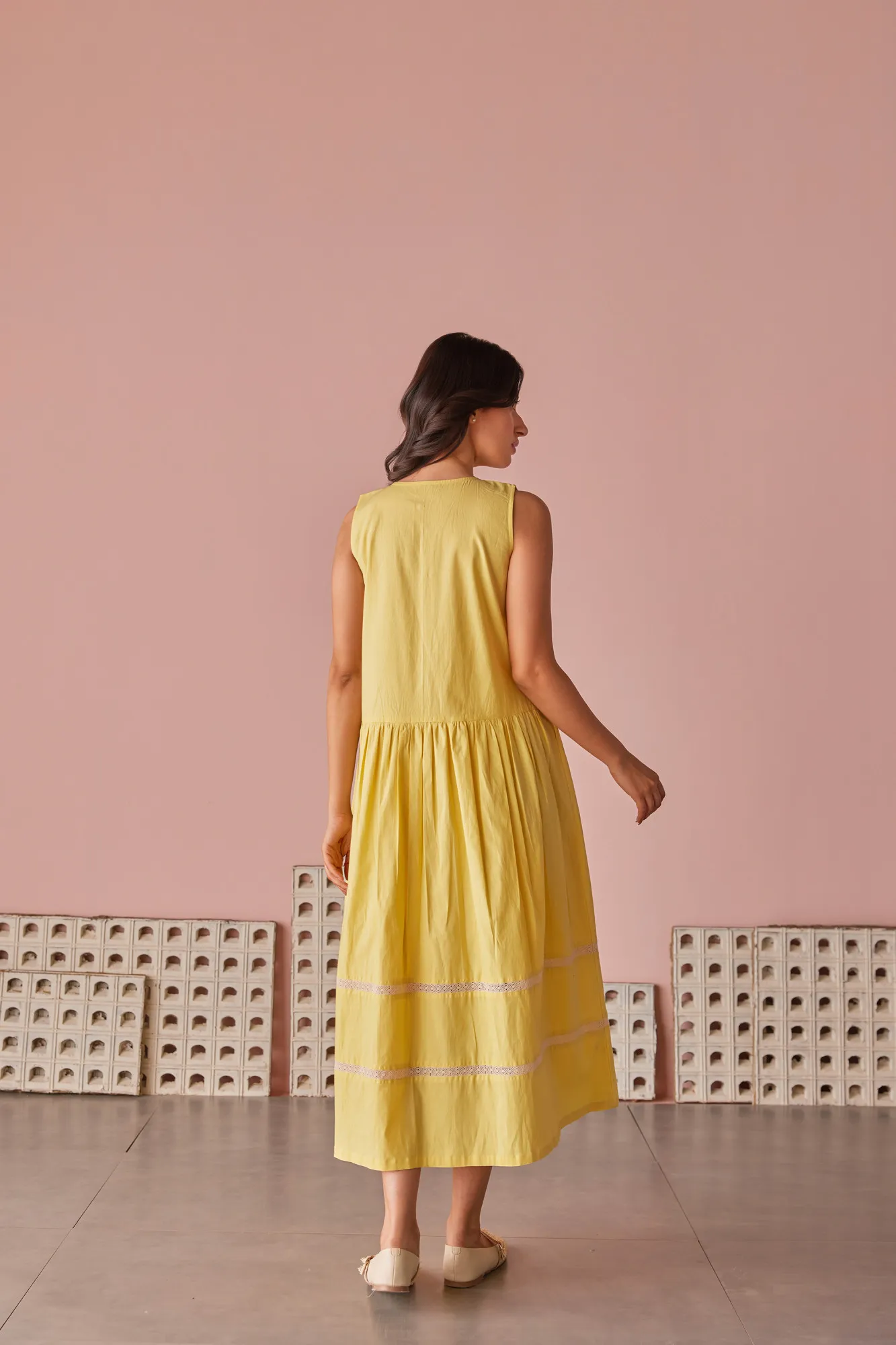 Golden Aura Sleeveless Midi Dress - Image 6