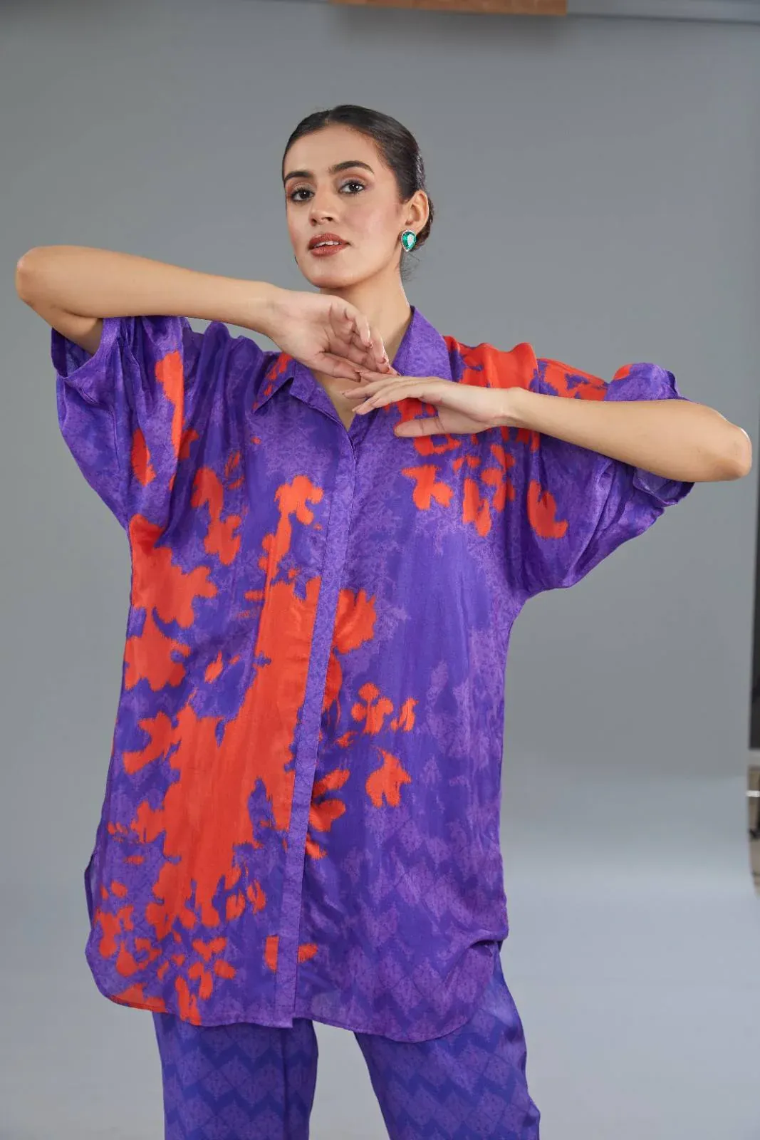 Violet Splash Printed Co-Ord Set - Image 3