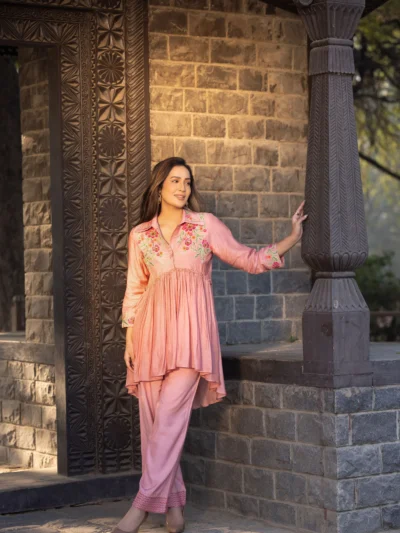 Blush Bloom Embroidered Co-Ord Set