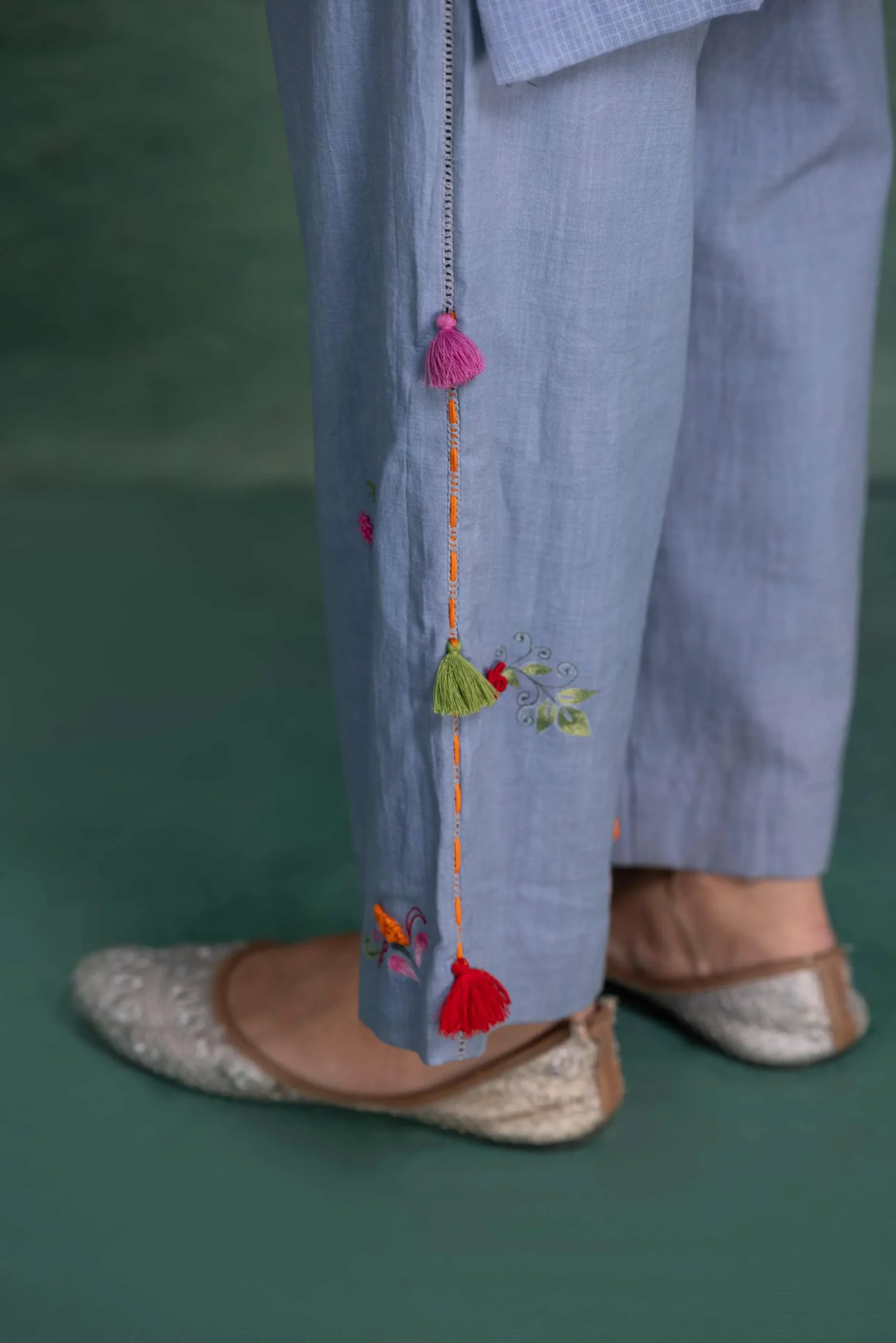 Powder Blue Bloom Embroidered Co-Ord Set - Image 6