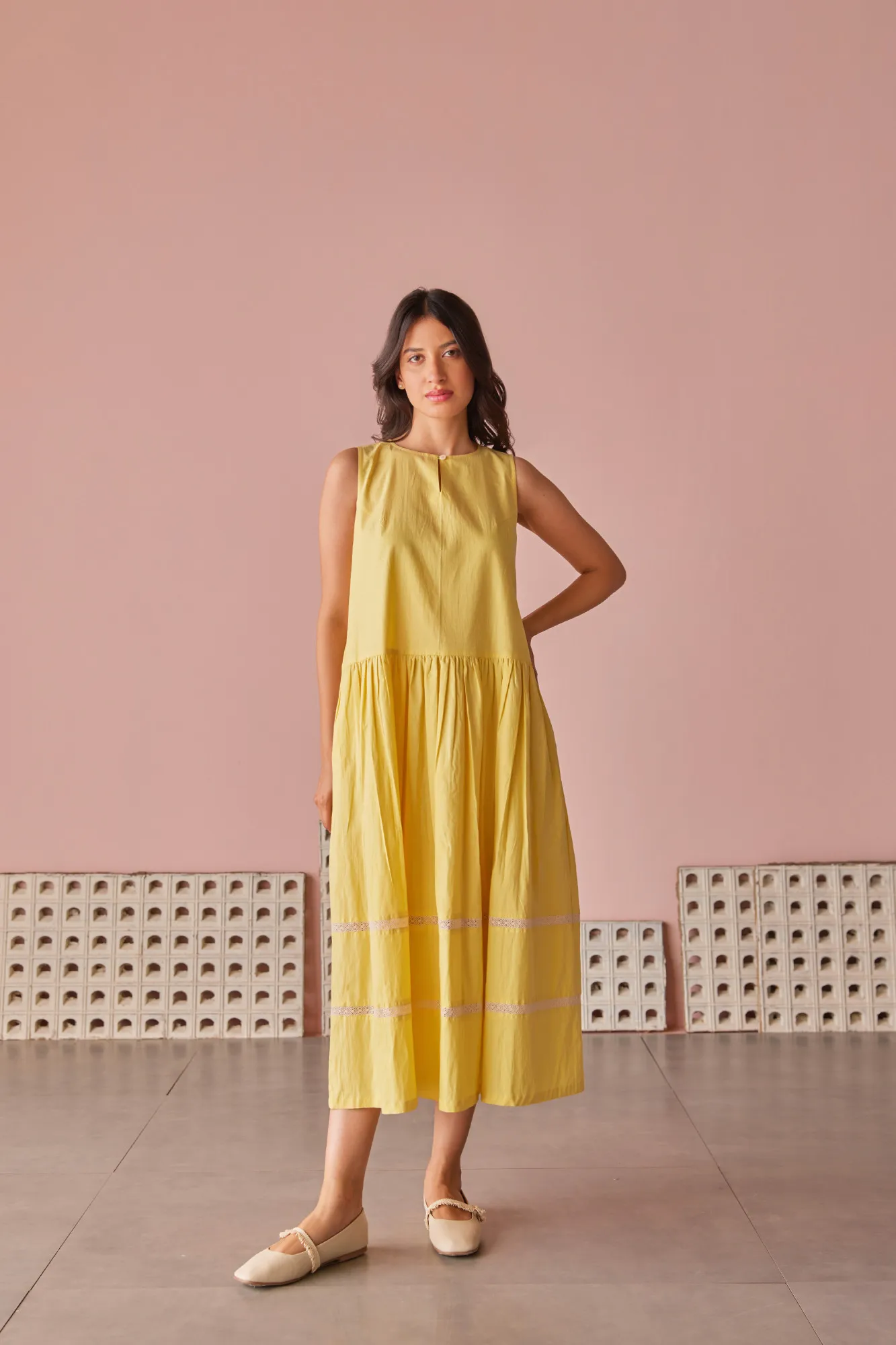 Golden Aura Sleeveless Midi Dress - Image 4