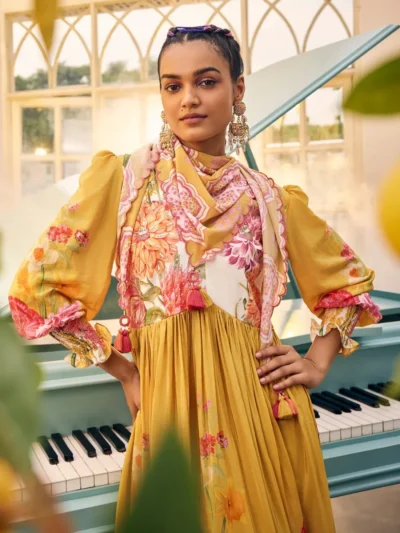 Sunlit Bloom Tiered Anarkali Dress