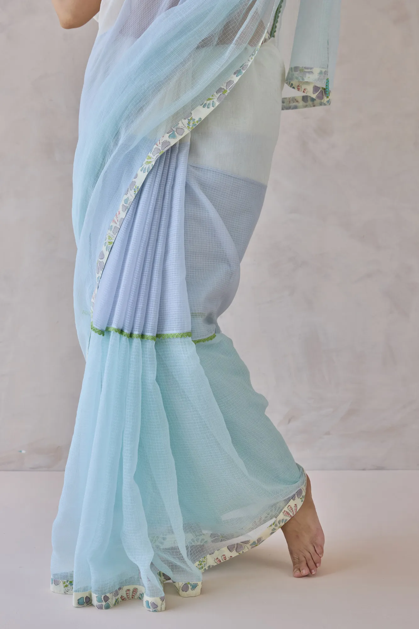 Powder Blue Ombre Saree Set - Image 10