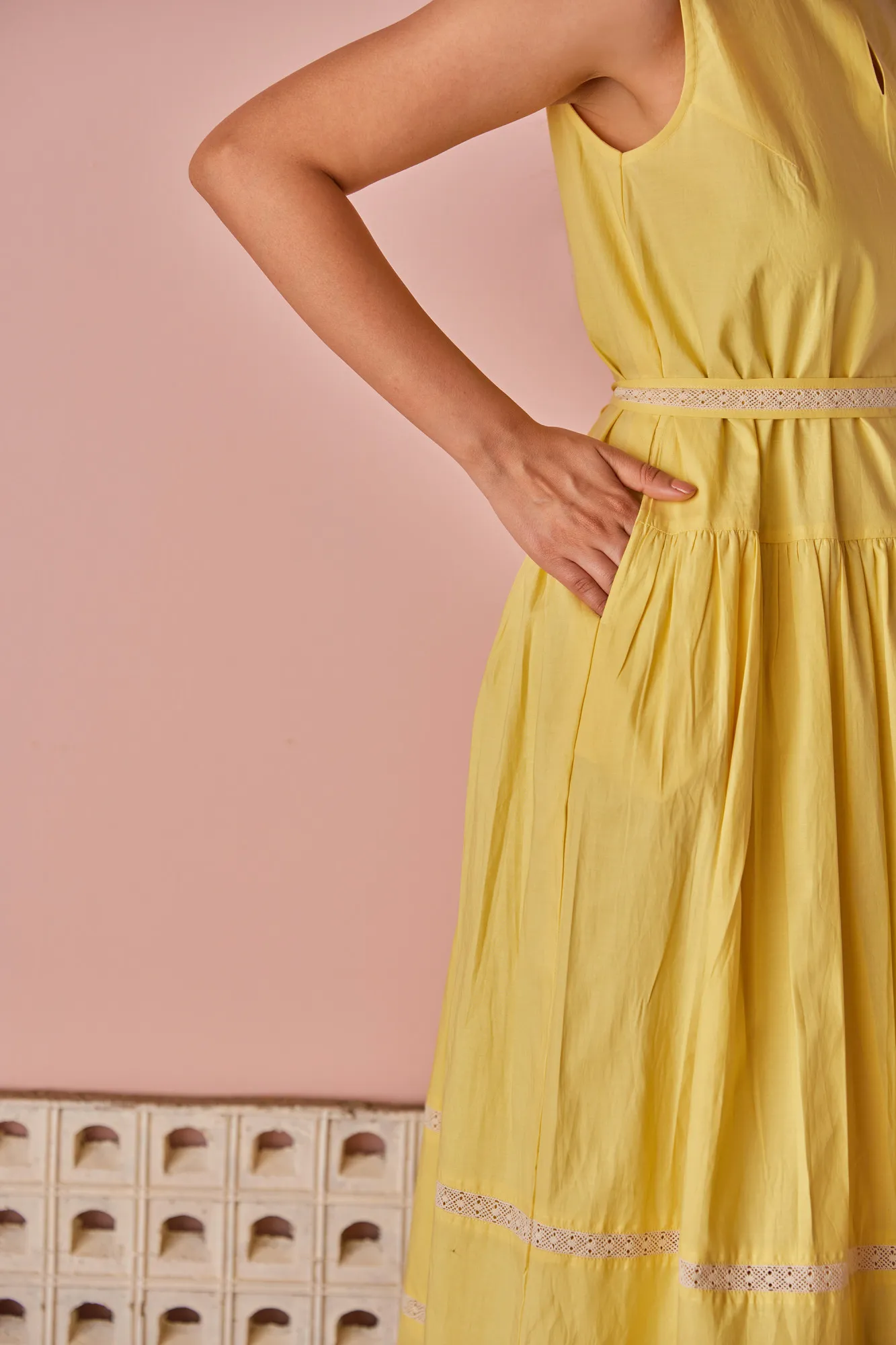 Golden Aura Sleeveless Midi Dress - Image 8
