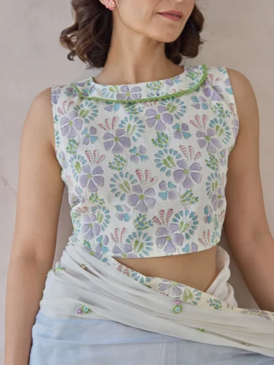 Floral Embroidered Sleeveless Blouse