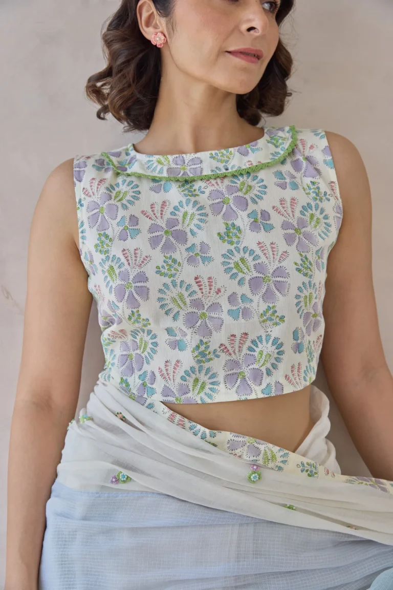 Floral Embroidered Sleeveless Blouse