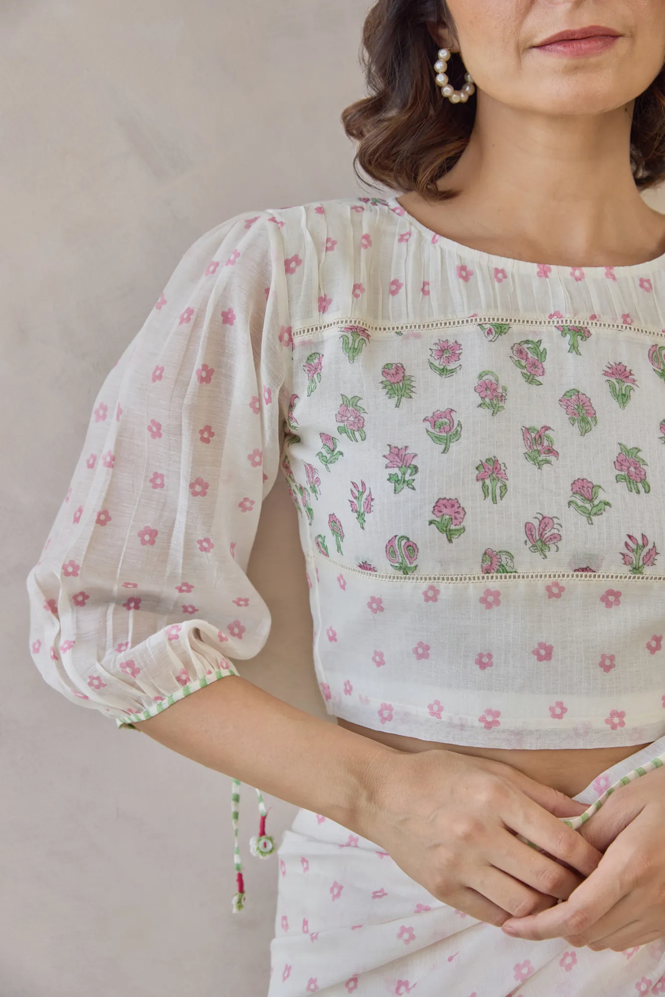 Soft Floral Printed Blouse with Puff Sleeves - Image 3