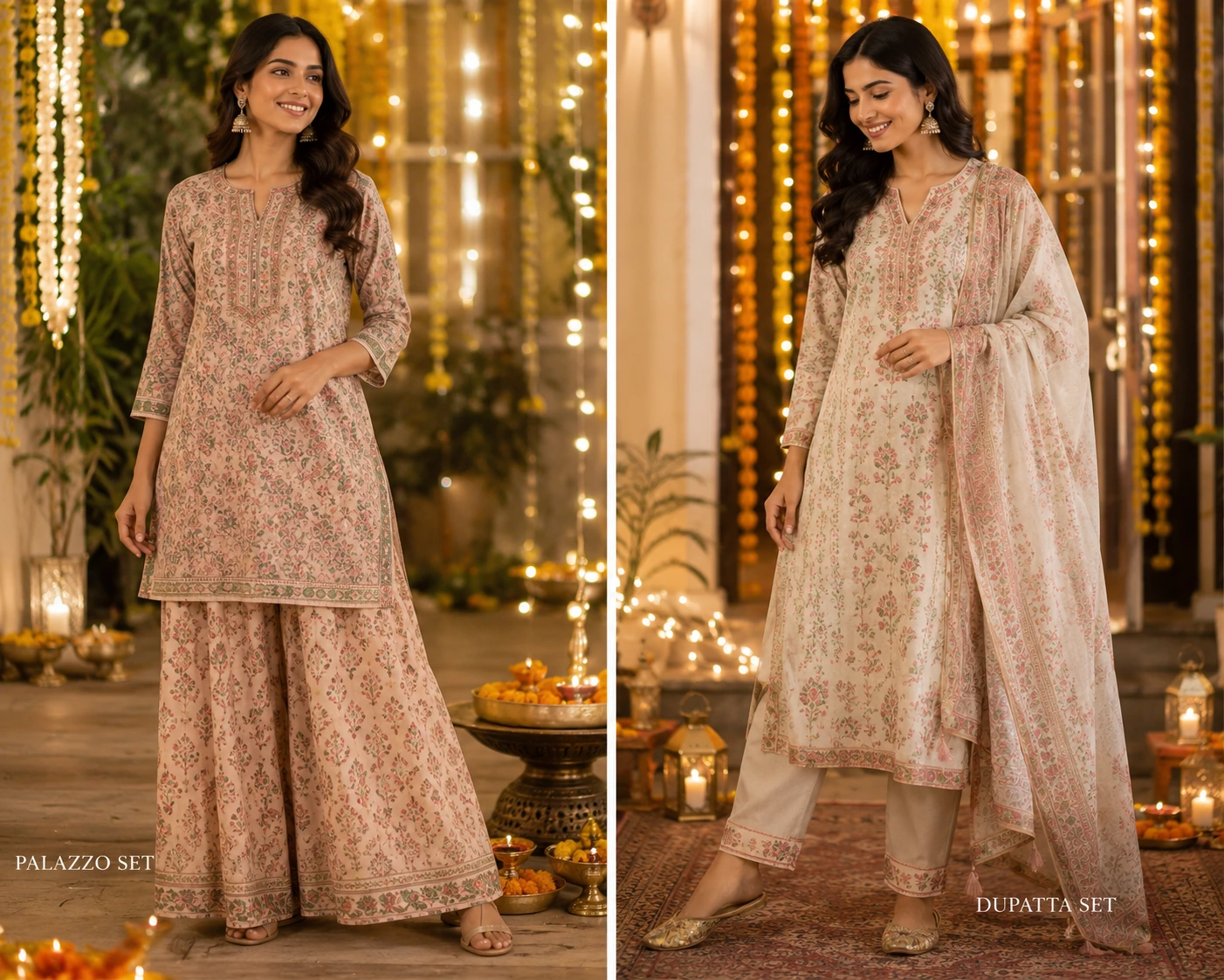 Kurta Set with Palazzo compared with Kurta Sets with Dupatta.