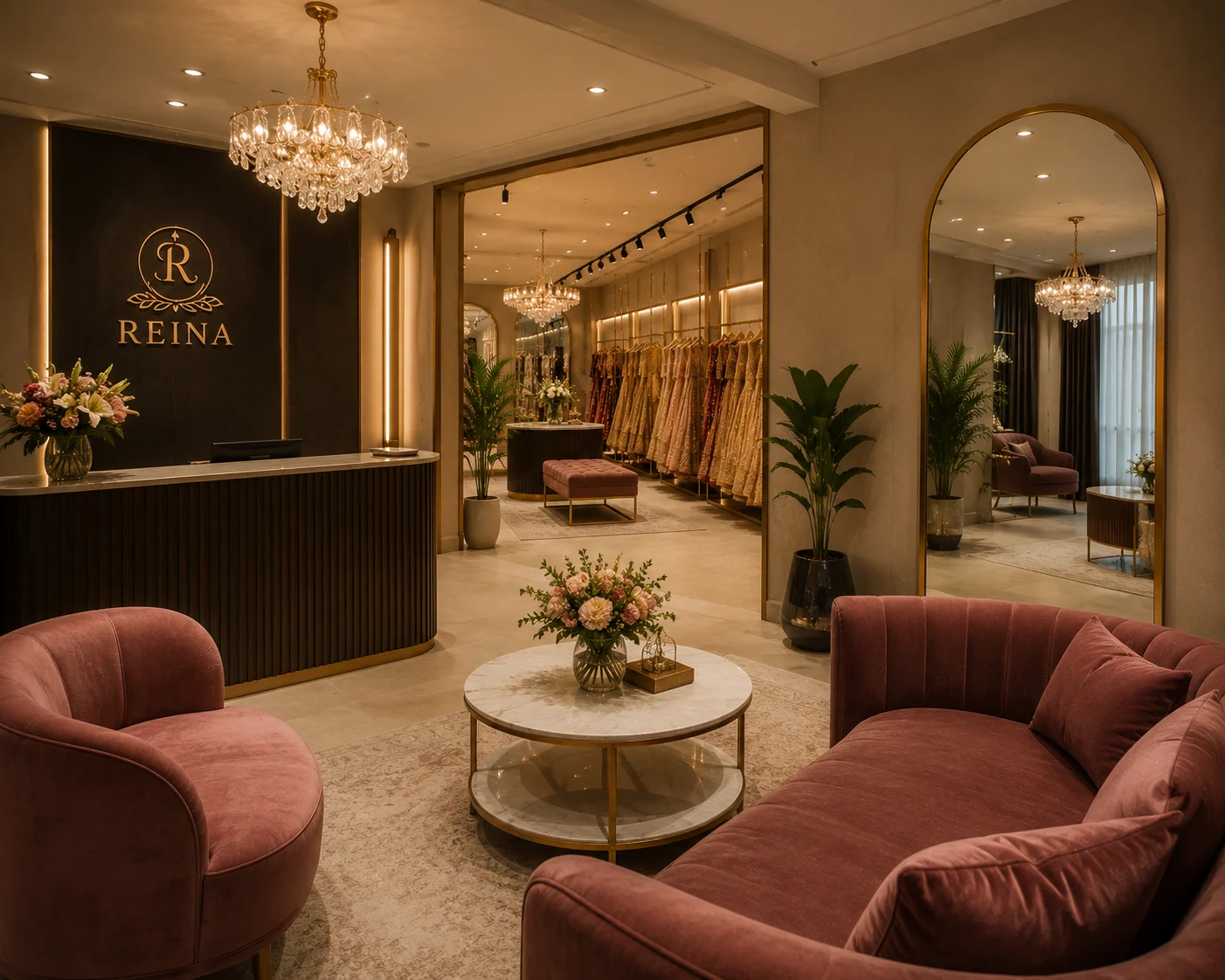 Reina boutique lounge and consultation area in Jubilee Hills Hyderabad