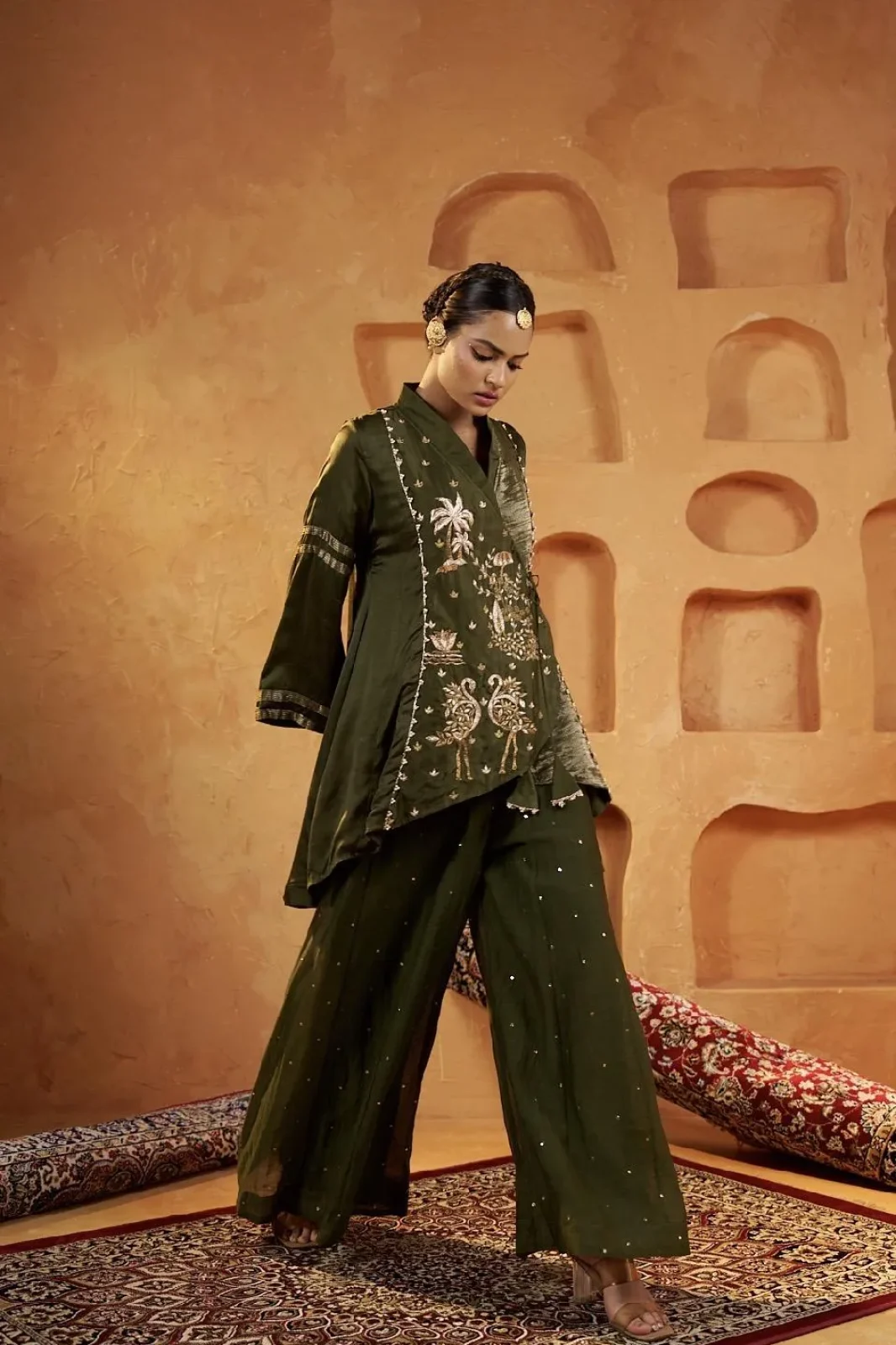 green kurta set